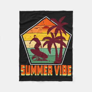 Sunshine Summer Palm Trees Beach Vibes Tropical Su Fleece Blanket