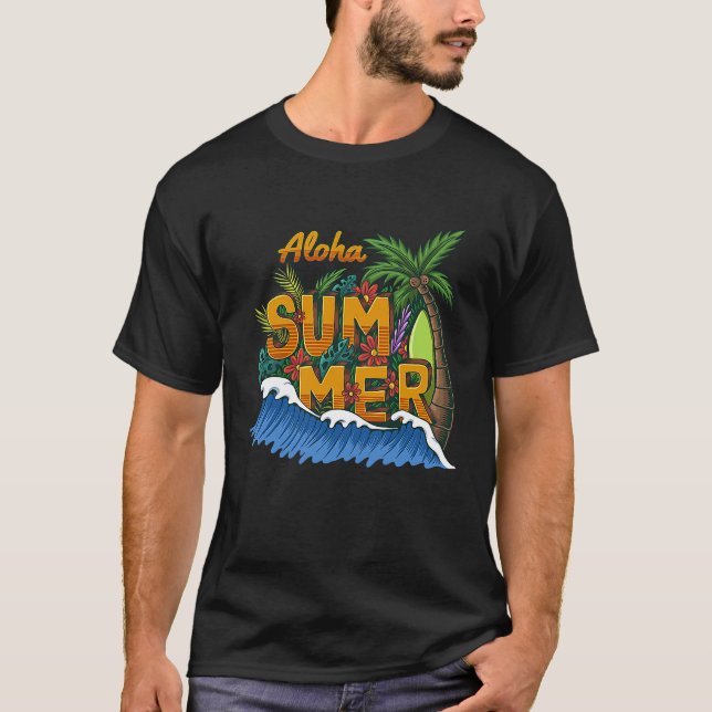 Sunshine Summer Palm Trees Beach Vibes Tropical Su T-Shirt (Front)