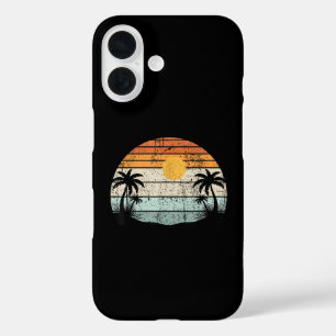 Sunshine Summer Vibes Palm Trees Beach Retro  iPhone 16 Case