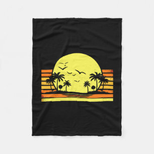 Sunshine summer vibes retro palm trees beach fleece blanket