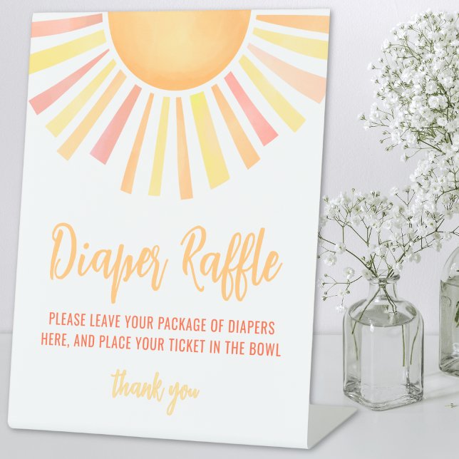 Sunshine Sun Baby Shower Diaper Raffle Pedestal Sign (Sunshine Sun Baby Shower Diaper Raffle Pedestal Sign)