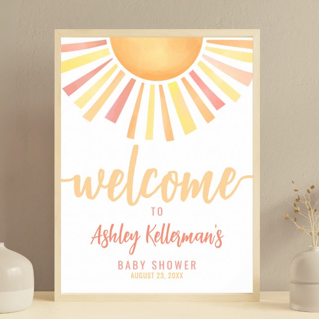 Sunshine Sun Baby Shower Welcome Sign (Sunshine Sun Baby Shower Welcome Sign)