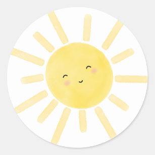 Sunshine, sun minimalist birthday party classic round sticker