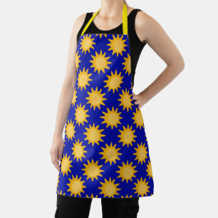Sunshine Sun Pattern Design On Blue  Apron