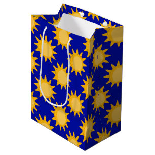 Sunshine Sun Pattern Design On Blue  Medium Gift Bag
