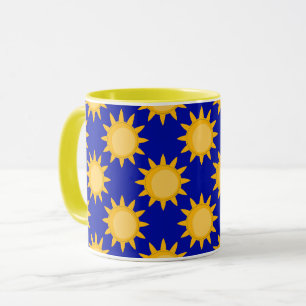 Sunshine Sun Pattern Design On Blue Mug