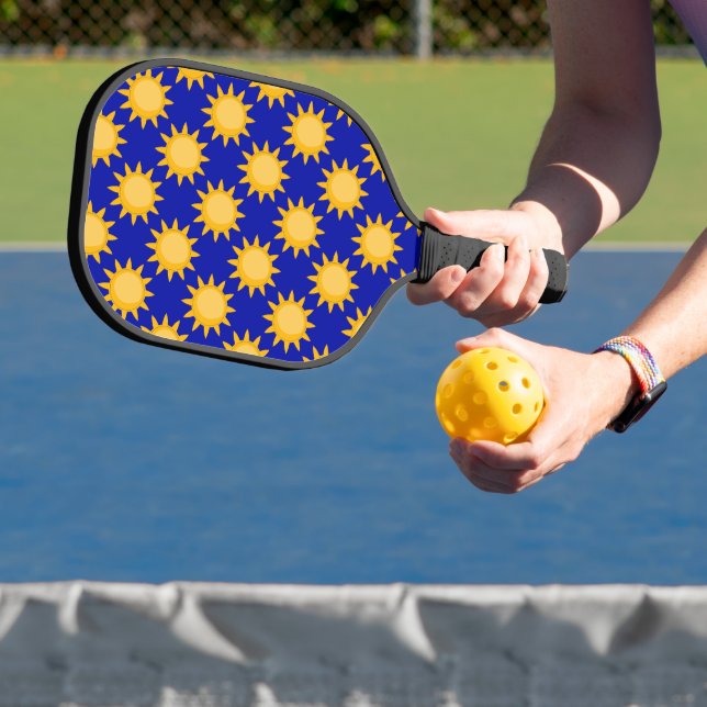 Sunshine Sun Pattern Design On Blue  Pickleball Paddle (Insitu)