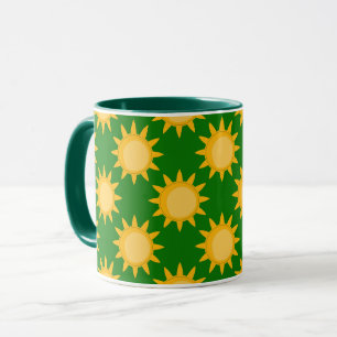 Sunshine Sun Pattern Design On Green Mug
