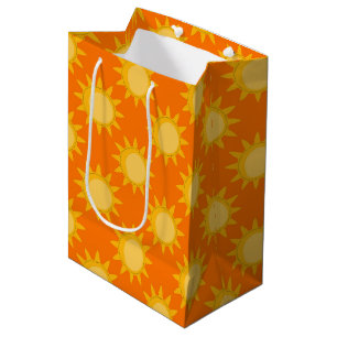 Sunshine Sun Pattern Design On Orange  Medium Gift Bag