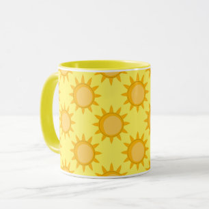 Sunshine Sun Pattern Design On Orange Mug
