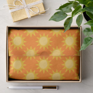 Sunshine Sun Pattern Design On Orange  Tissue Paper
