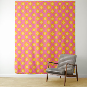 Sunshine Sun Pattern Design On Pink Tapestry