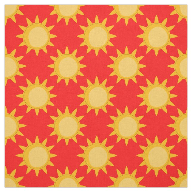 Sunshine Sun Pattern Design On Red Fabric (Swatch)