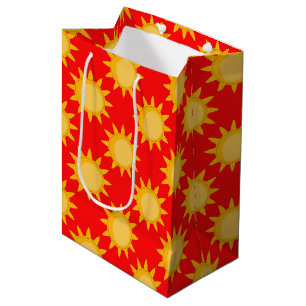 Sunshine Sun Pattern Design On Red Medium Gift Bag