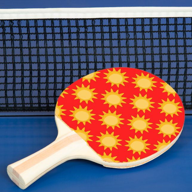 Sunshine Sun Pattern Design On Red Ping Pong Paddle (Insitu)