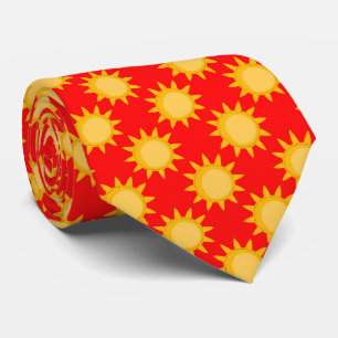 Sunshine Sun Pattern Design On Red Tie