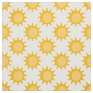 Sunshine Sun Pattern Design On White  Fabric