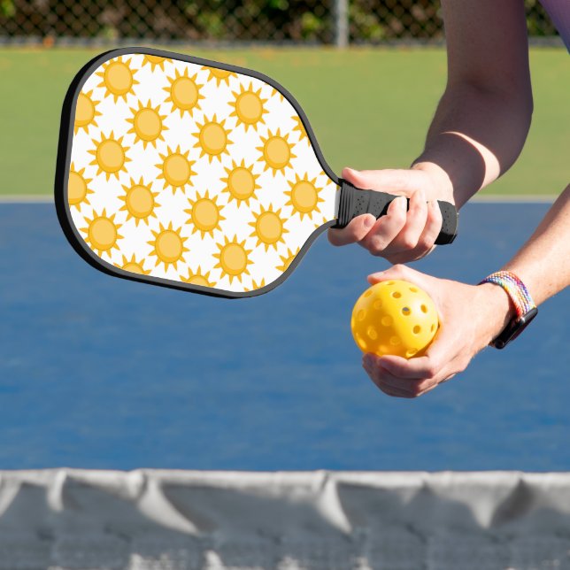 Sunshine Sun Pattern Design On White  Pickleball Paddle (Insitu)