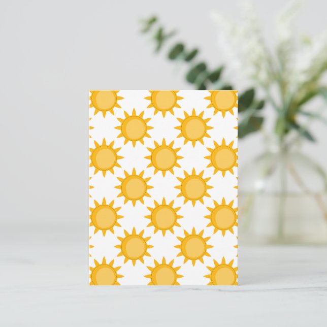 Sunshine Sun Pattern Design On White  Postcard (Standing Front)
