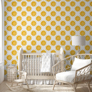 Sunshine Sun Pattern Design On White  Wallpaper