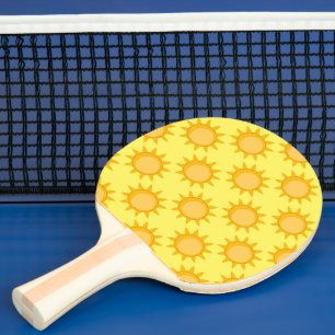 Sunshine Sun Pattern Design On Yellow Ping Pong Paddle