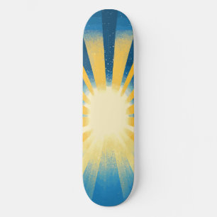 Sunshine Sunrise Retro 70s Boho Blue Yellow  Skateboard