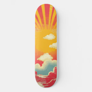 Sunshine Sunrise Retro 70s Boho Yellow Pink Skateboard