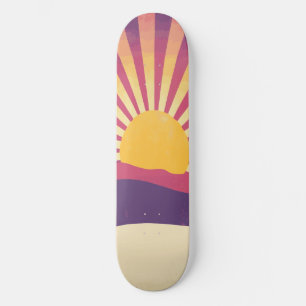 Sunshine Sunrise Retro 70s Boho Yellow Purple Skateboard