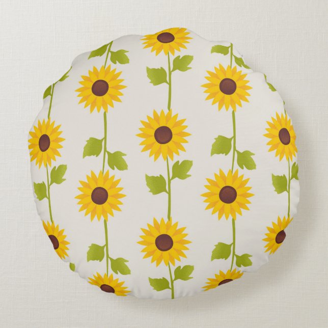  Sunshine Symphony: A Yellow Sunflower Square Pill Round Cushion (Back)
