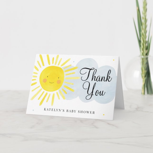 Sunshine Thank You Card Baby Shower or Birthday (Front)