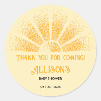 Sunshine Thank You Classic Round Sticker