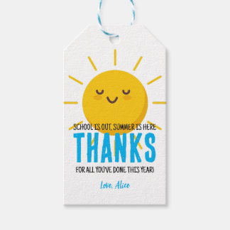 Sunshine Thank You ,Summer Teacher Appreciation Gift Tags