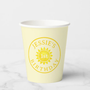 Sunshine Theme 1st Birthday Paper Cups – Boho Firs