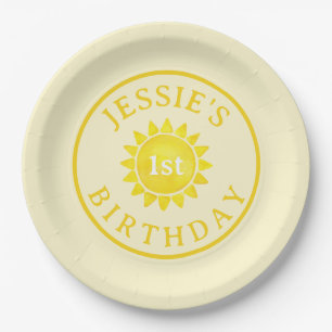 Sunshine Theme 1st Birthday Paper Plates – Boho Fi