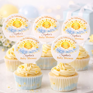 Sunshine Theme Baby Shower Cake Toppers Classic Round Sticker