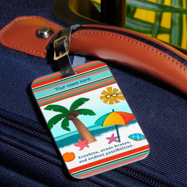 Sunshine Travel Beach Palm Tree Ocean Luggage Tag (Creator Uploaded)