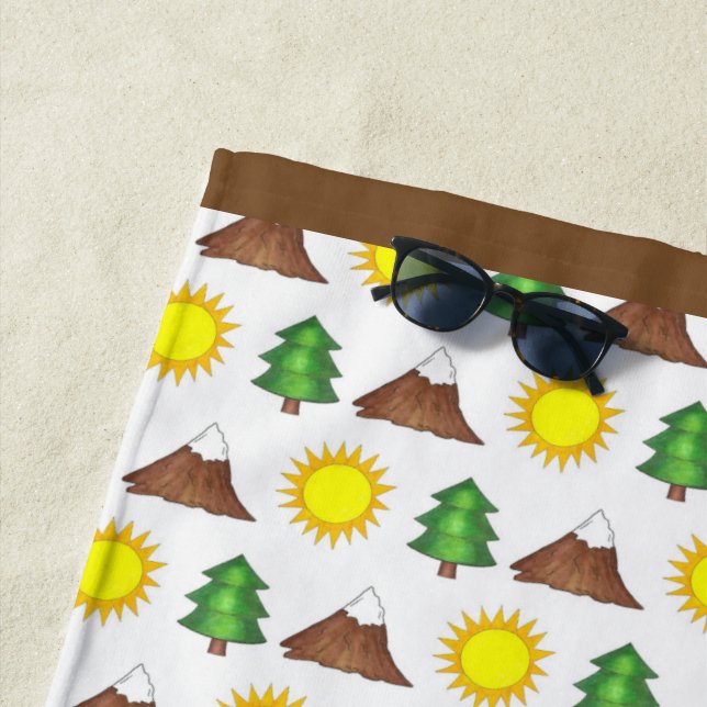 Sunshine Tree Mountain Hiking Woods Outdoor Camp Beach Towel (In Situ)
