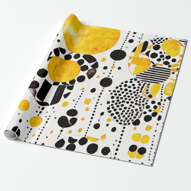 Sunshine Tribe: Yellow Native Patterns Wrapping Paper (Unrolled)