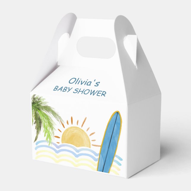 Sunshine Tropical Surfing Baby Shower  Favour Box (Front Side)