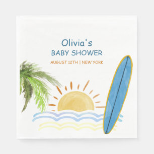 Sunshine Tropical Surfing Baby Shower Napkin