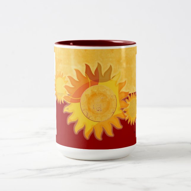 Sunshine Two Tone Yellow Red Two-Tone Coffee Mug (Center)