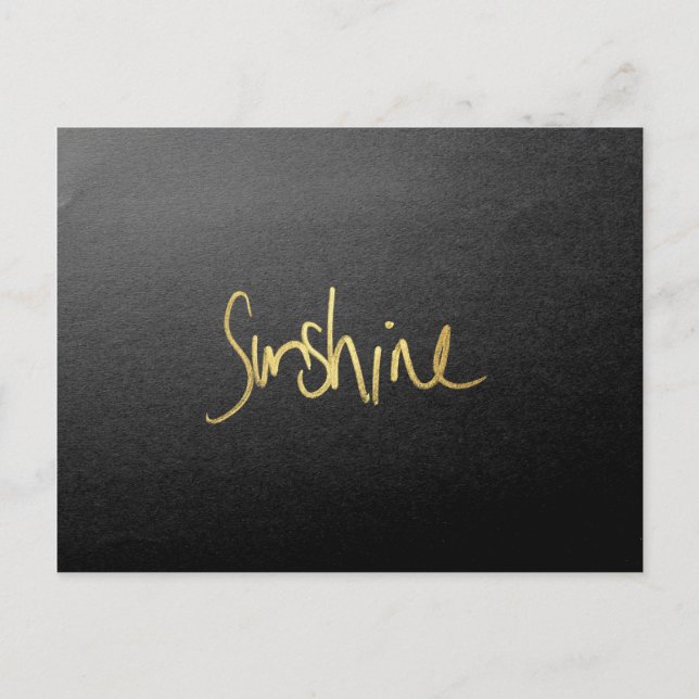 "Sunshine" Typography in Faux Painted Gold Postcard (Front)