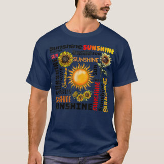 Sunshine Typography Peace Love Sunshine Sunflower  T-Shirt