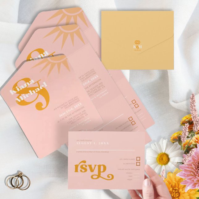 Sunshine Typography Wedding Pink/Butter ID1048 All In One Invitation (Creator Uploaded)
