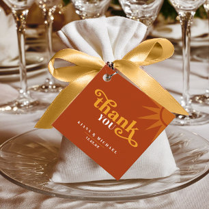 Sunshine Typography Wedding Thank You Red ID1048 Favour Tags