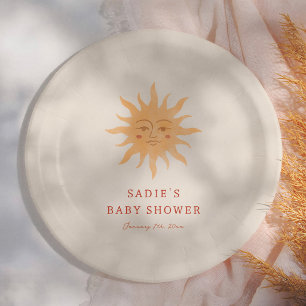 Sunshine Vintage Sun Baby Shower Paper Plate