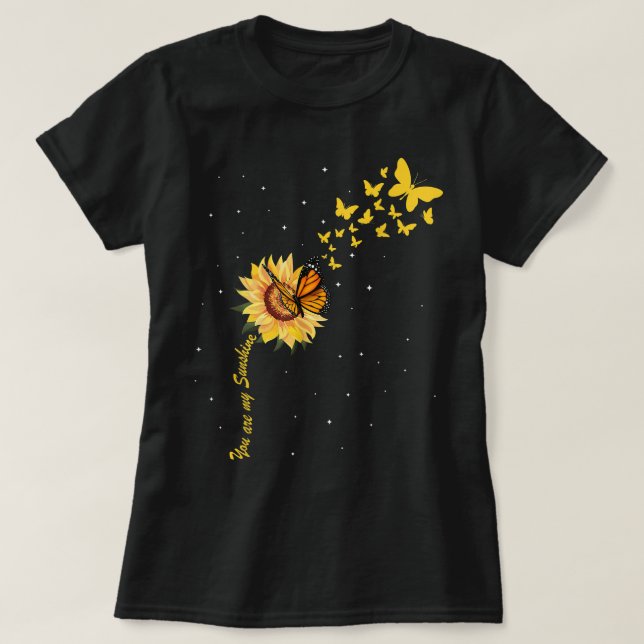 Sunshine Vintage sunflower with butterfly Monarch  T-Shirt (Design Front)