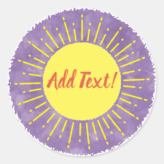 Sunshine Watercolor Baby Shower Background Custom  Classic Round Sticker (Front)
