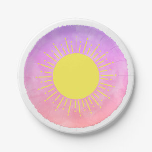 Sunshine Watercolor Baby Shower Background Custom  Paper Plate