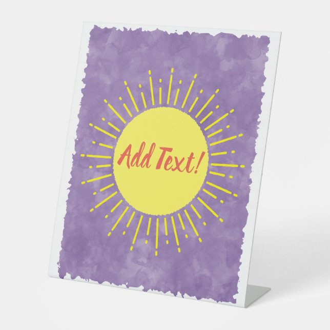 Sunshine Watercolor Baby Shower Background Custom  Pedestal Sign (Front)